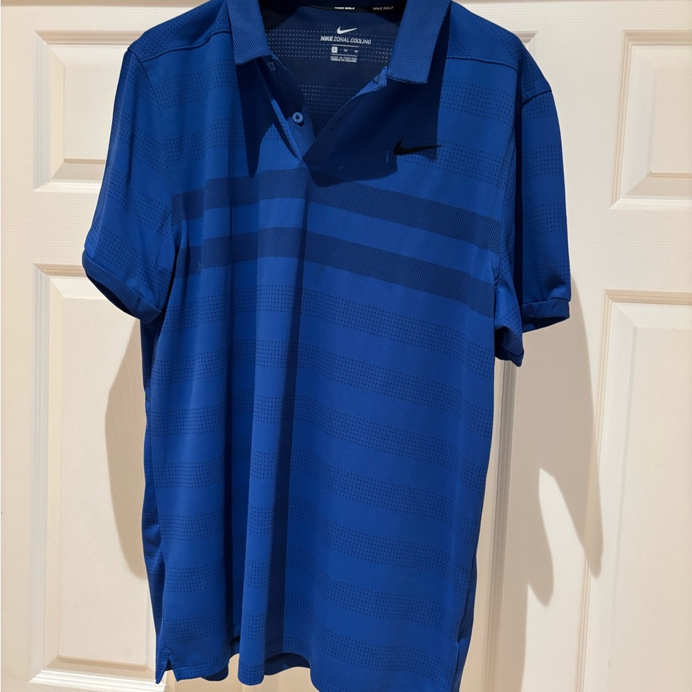 Nike Royal Blue Men's Polo with Subtle Stripe